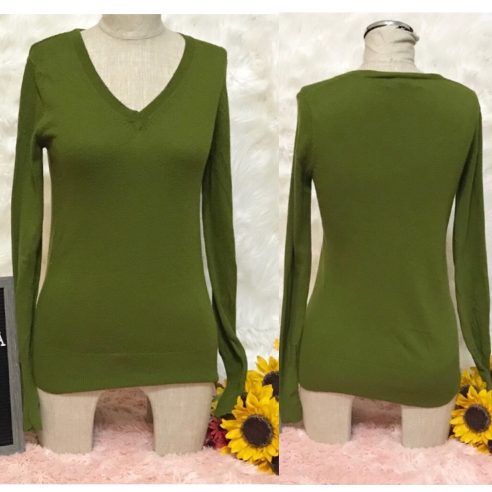 Mossimo Green V-Neck Ribbed Sweater sz S